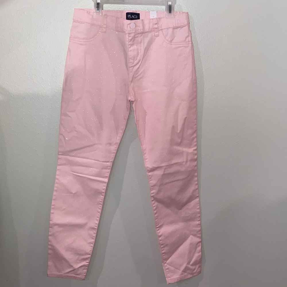 The children place pink glitter skinny jean size 14 NWT